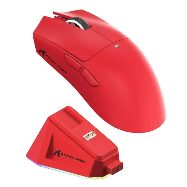 ATTACK SHARK X11 Wireless Gaming Mouse with Charging Dock (Red)
