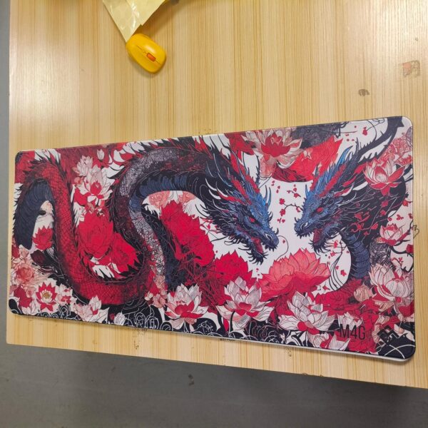 Golden lions series Mouse pad Red and White Dragon 900x400mm/4mm