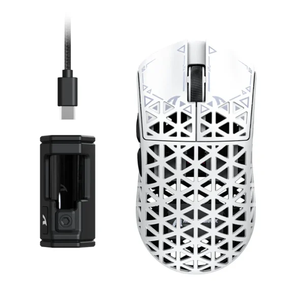 ATTACK SHARK R5 Ultra Carbon Fiber 39g Gaming Mouse – 8K Wireless, PAW3950MAX Sensor, Tri-Mode, 42000 DPI (white)