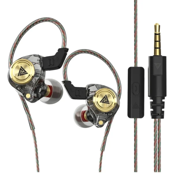 QKZ AK3 In-Ear Monitor Headphones with Mic – HiFi Stereo IEM Earbuds, 3.5mm Wired Earphones for Gaming, Musicians, and Streaming