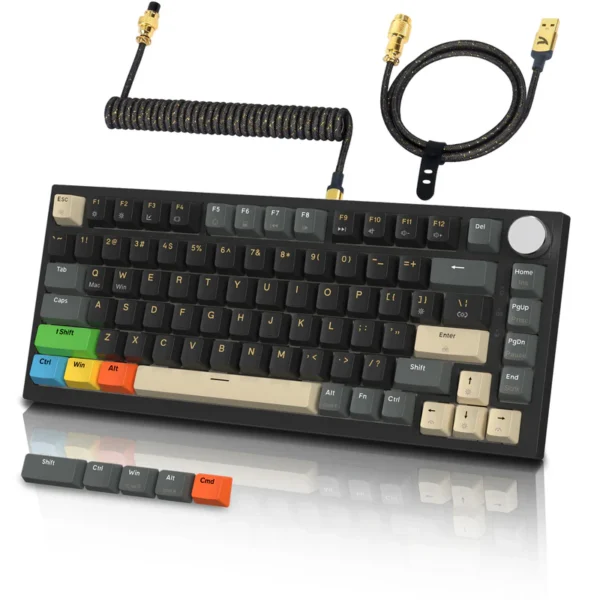ATTACK SHARK K85 Rapid Trigger Keyboard Magnetic Axis (Starry Black & Coiled Cable & Color Keycaps)