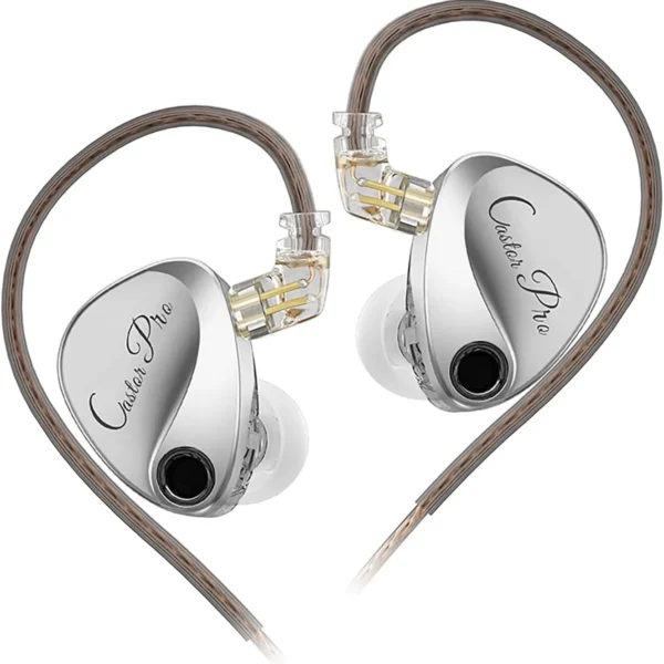 KZ Castor Pro Tunable Dual-Driver In-Ear Monitor – HiFi Earphones with 16 Sound Profiles, Deep Bass, Detachable 2PIN-C Cable (silver) No Mic
