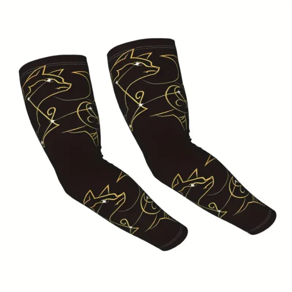 Arm Sleeves – Black with Golden Character Design | One Size
