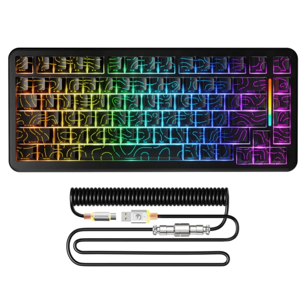 MAMBASNAKE M82 HE Hall Effect Magnetic Switch 75% Rapid Trigger Gaming Keyboard with 8KHz RGB Coiled Cable (Black)