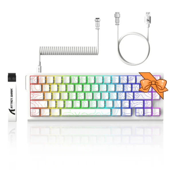 ATTACK SHARK X68 HE – 60% Wired Magnetic Gaming Keyboard with Rapid Trigger, 8KHz Polling Rate, C01PRO Coiled Cable, and RGB Backlight