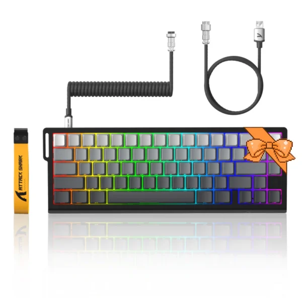 ATTACK SHARK X68 HE – 60% Wired Magnetic Gaming Keyboard with Rapid Trigger, 8KHz Polling Rate, C01PRO Coiled Cable, and RGB Backlight