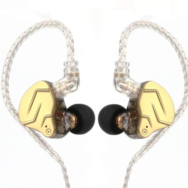KZ ZSN Pro X Gaming Earbuds – Hybrid Dual Driver IEMs, HiFi In-Ear Monitors with Mic & Detachable Cable (Gold)